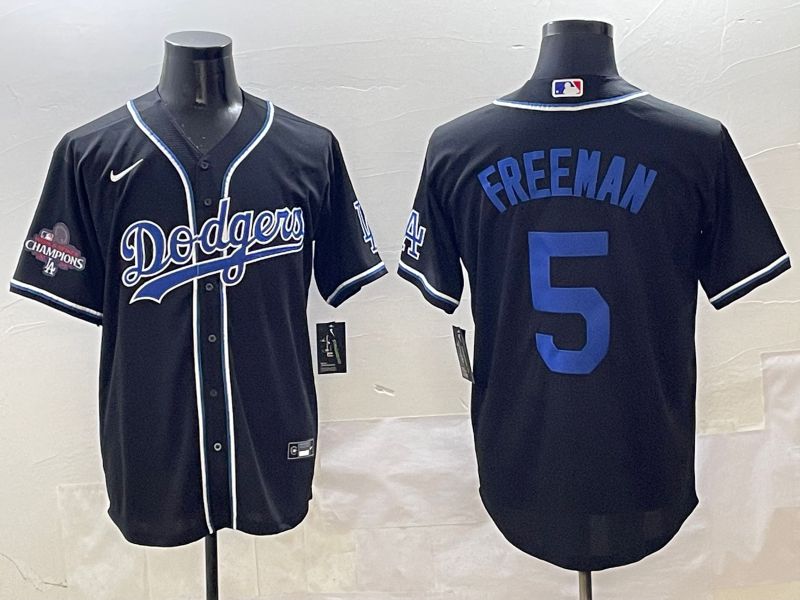Men 2025 Los Angeles Dodgers #5 Freeman Black Three generations Fashion Nike MLB Jersey style 11